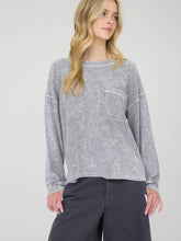 Load image into Gallery viewer, Grey Washed Ribbed Top
