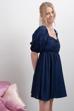 Load image into Gallery viewer, Navy Pleated Babydoll Dress
