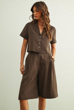 Load image into Gallery viewer, Miou Muse Brown Knee Length Trouser Shorts
