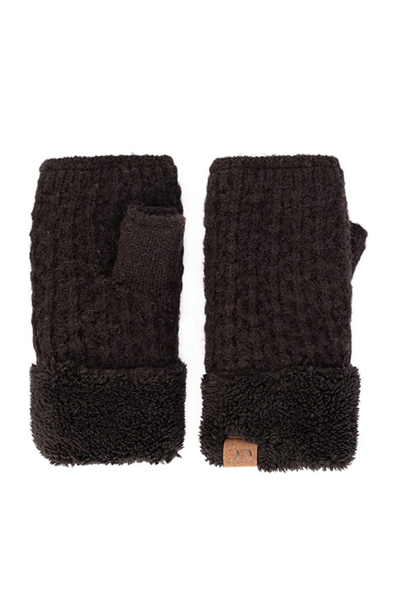 CC Black Smock Stitch Fingerless Gloves