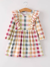 Load image into Gallery viewer, Ruffled Plaid Fall Dress - Kids
