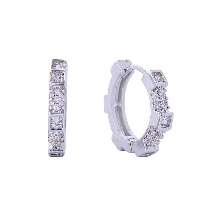 Silver Pave Raised Hoops