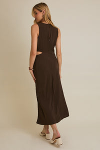 Coffee Cutout Twisted Dress
