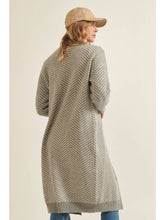 Load image into Gallery viewer, Grey + Ivory Chevron Cardigan
