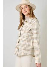 Load image into Gallery viewer, Oatmeal Plaid Sweater Jacket
