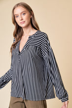 Load image into Gallery viewer, Black Stripe V-Neck Top
