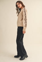 Load image into Gallery viewer, Oatmeal + Coffee Embroidered Sweater
