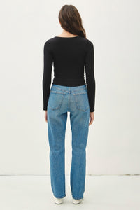 Black Slim Fit L/S Top