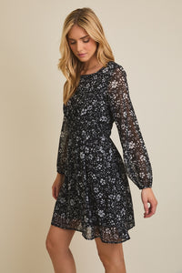 B+W Chiffon Floral Dress