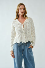 Load image into Gallery viewer, Ivory Scalloped Crochet Cardigan
