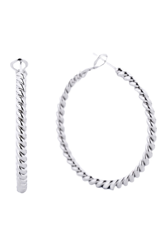 Twisted Silver Hoops 3cm