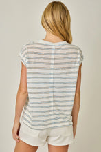 Load image into Gallery viewer, Mystree Cream + Blue Striped Tee
