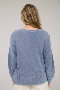 Blue Washed Slit Pullover