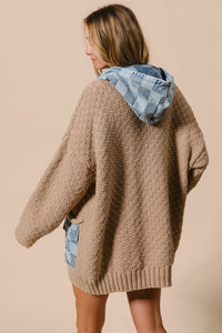 Grey Denim Check Cardigan