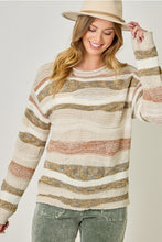 Load image into Gallery viewer, Almond + Sage Wavy Stripe Sweater
