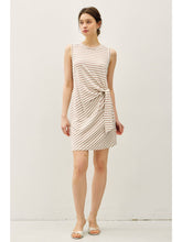 Load image into Gallery viewer, Taupe Linen Stripe Wrap Dress
