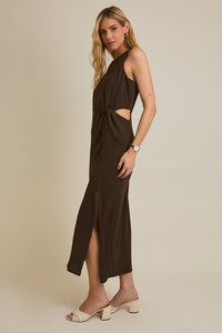 Coffee Cutout Twisted Dress