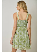 Load image into Gallery viewer, Mystree Green Floral Smock Waist Dress
