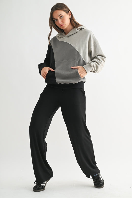 Black + Grey Blocked Hoodie