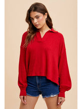 Load image into Gallery viewer, Crimson Textured Collared Top
