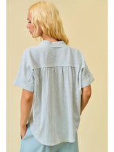 Load image into Gallery viewer, Grey Stripe Button Top
