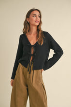 Load image into Gallery viewer, Black Tie Front Cardi
