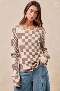 Bibi Ivory + Mocha Check Thermal Top
