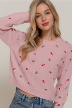Load image into Gallery viewer, Pink Heart + Bow Sweater
