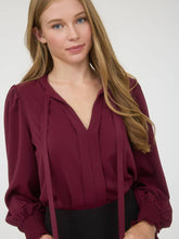 Load image into Gallery viewer, Burgundy Tie Collar Top

