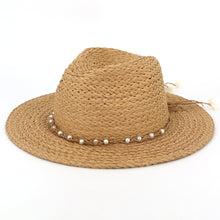 Load image into Gallery viewer, Pearl Trim Fedora Hat
