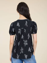 Load image into Gallery viewer, Black Floral Split Neck Top
