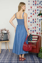 Load image into Gallery viewer, Cotton Denim Smocked Back Tank Dress
