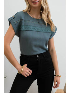 Lace Trim Teal Top