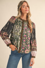 Load image into Gallery viewer, Olive Mixed Print Top

