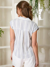 Load image into Gallery viewer, Navy Stripe Button Top - Plus
