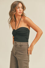 Load image into Gallery viewer, Miou Muse Black Twisted Sweater Tank
