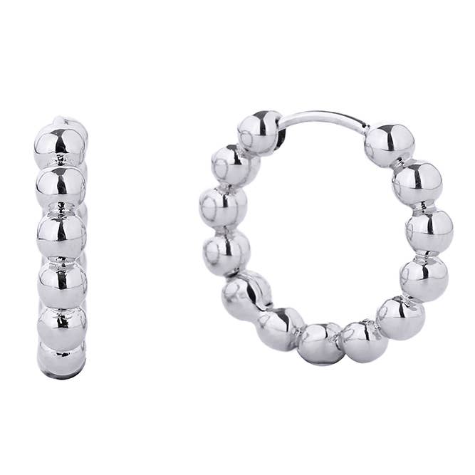 Silver Ball Hoops
