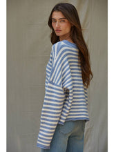 Load image into Gallery viewer, Blue + Ivory Stripe Cardigan
