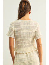 Load image into Gallery viewer, Miou Muse Cream Chiffon Ruched Button Top
