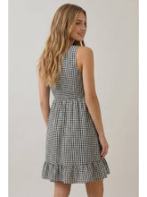 Load image into Gallery viewer, Doe + Rae Black Twist Front Gingham Dress
