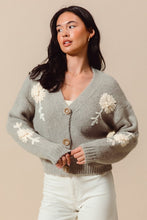 Load image into Gallery viewer, Grey Floral Embellished Cardi
