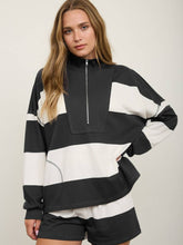 Load image into Gallery viewer, Charcoal Rugby Stripe Pullover
