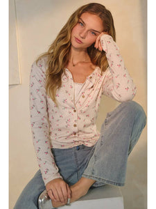 Pink Floral Oatmeal Cardigan
