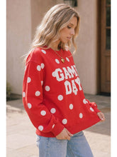 Load image into Gallery viewer, Red Polka Dot Game Day Pullover

