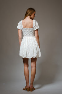 White Floral Jacquard Dress