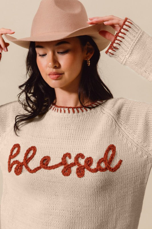 Blessed Oatmeal Sweater
