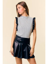 Load image into Gallery viewer, B+W Leather Ruffle Tank
