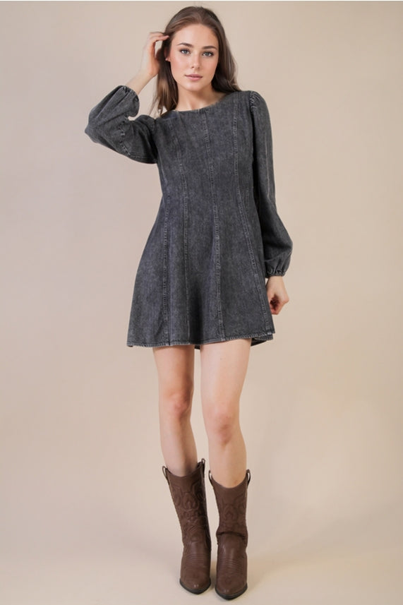 Charcoal Washed Mini Dress