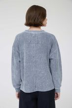 Load image into Gallery viewer, Denim Washed Ribbed Pocket Pullover
