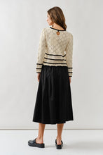 Load image into Gallery viewer, Cream Pointelle Black Trim Sweater
